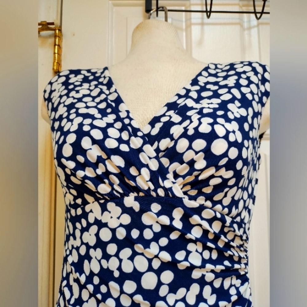 Ralph Lauren blue & white polka dot dress, size 4, NWOT - Picture 3 of 7